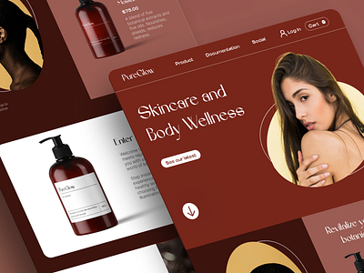 PureGlow Skincare - Website design beauty branding cosmetics design ecommerce graphic design illustration logo skincare typography ui ux