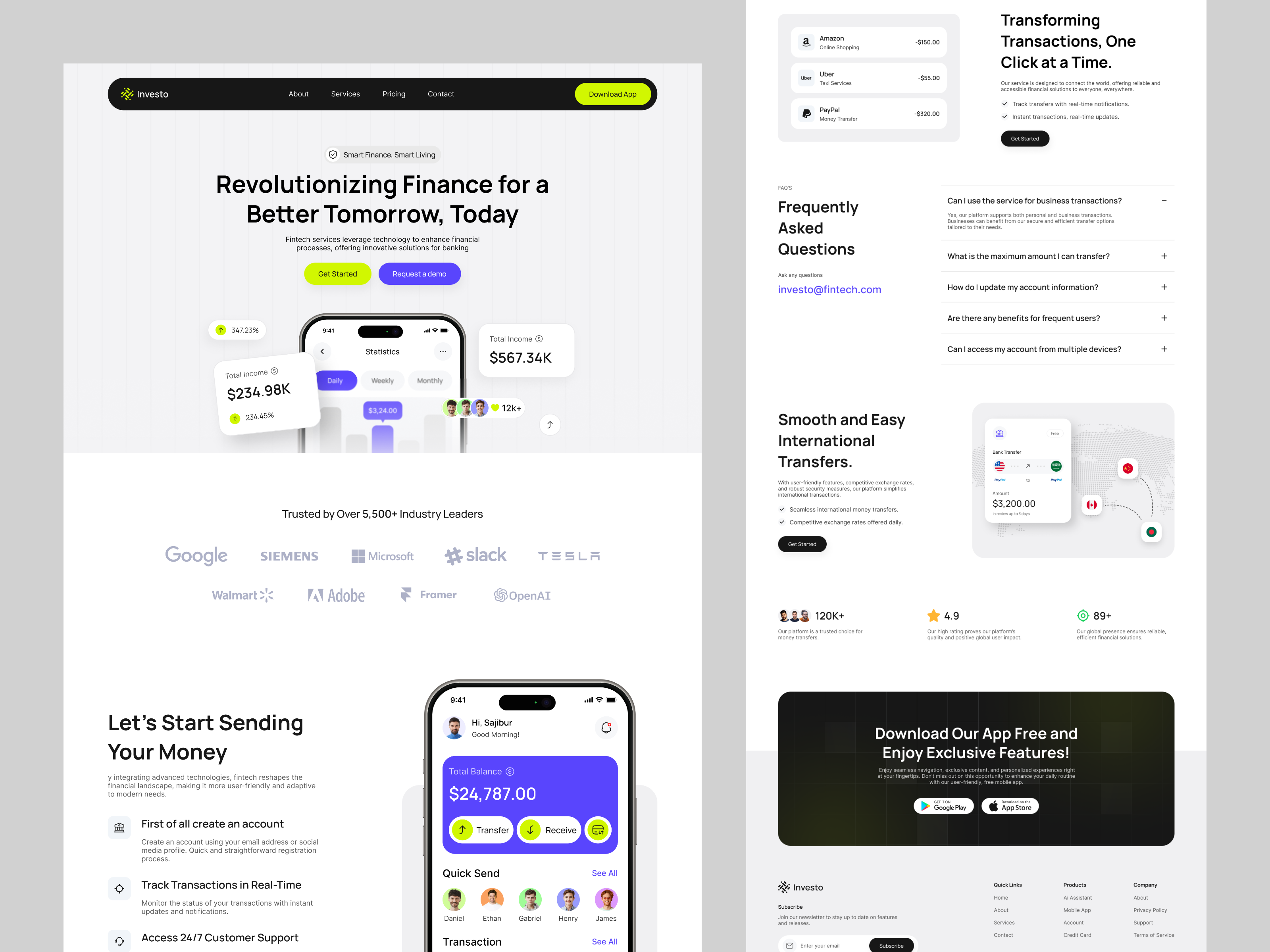 Fintech SaaS Landing Page Design app design app designer app ui ux design banking app banking saas web design figma uiux landing page design saas design saas landing page web design figma web designer website design website designer
