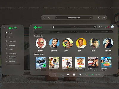 "Introducing Apple Vision Pro - Spotify UI". Spatial UI Design 3d branding graphic design logo ui