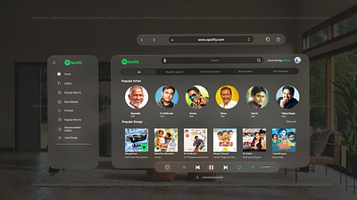 "Introducing Apple Vision Pro - Spotify UI". Spatial UI Design 3d branding graphic design logo ui