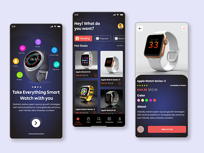 Smart Watch Mobile App UI Design ⌚ app design app screen design apple watch ios mobile mobile app mobile app design mobile ui mobile ui design product design smart home app smart watch smart watch app trendy app wireless