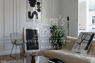 Canvas and Frame Mockup for the CLARAS ROOM art mockup canvas mockup frame mockup interior mockup poster mockup