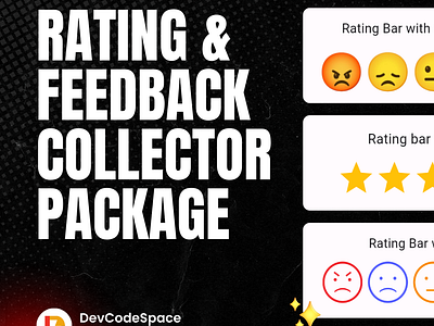 Rating and Feedback Collector Package card ui carousel collector dashoard ui emoji expressions feedback flutter mobile ui package plugin pubdev rating rating bar tarcking time tracking ui ux web ui website