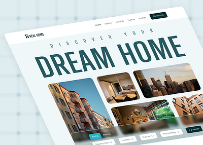 Real Home - Discover Your Dream Home app design graphic design landing page real estate ui uiux user experience user experience design user interface user interface design ux web app design web design