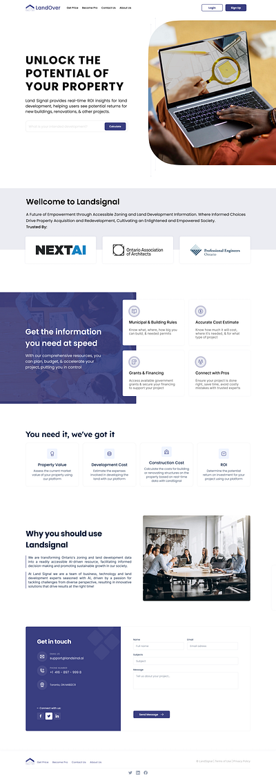 Landing Page blue branding business design landing landingpage minimal page property ui uidesign uiux ux website