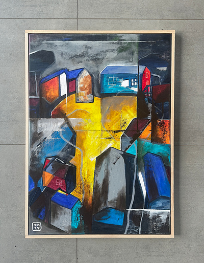 Náves ..., akryl na plátně, 70 x 50 cm, 2024, Zdeněk Duroň ...