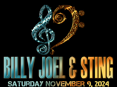 Billy Joel & Sting, gig poster. art direction bass clef billy joel branding digital art event poster gig poster graphic art graphic design illustration las vegas original concept rock concert sting treble clef