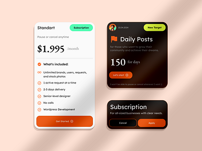 Sooler Ui Components card card design cards component design graphic design orange orange card price price card pricing cards ui ui card web design