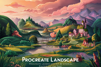 PROCREATE LANDSCAPE KIT & TUTORIAL design graphic design illustration vector