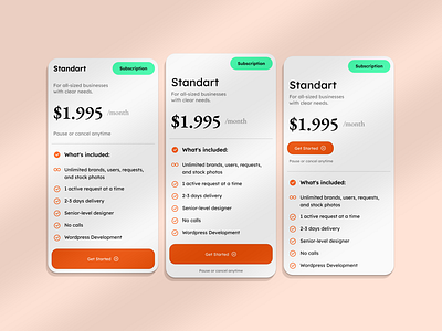 Pricing Cards card card design cards design orange price price cards pricing ui web web design