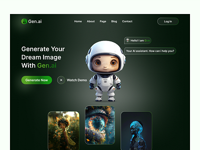 Gen.ai: The Future of AI Image Generation ai ai image generation ai website art generation creativity futuristic graphic design landing page design modern design uiux design web design