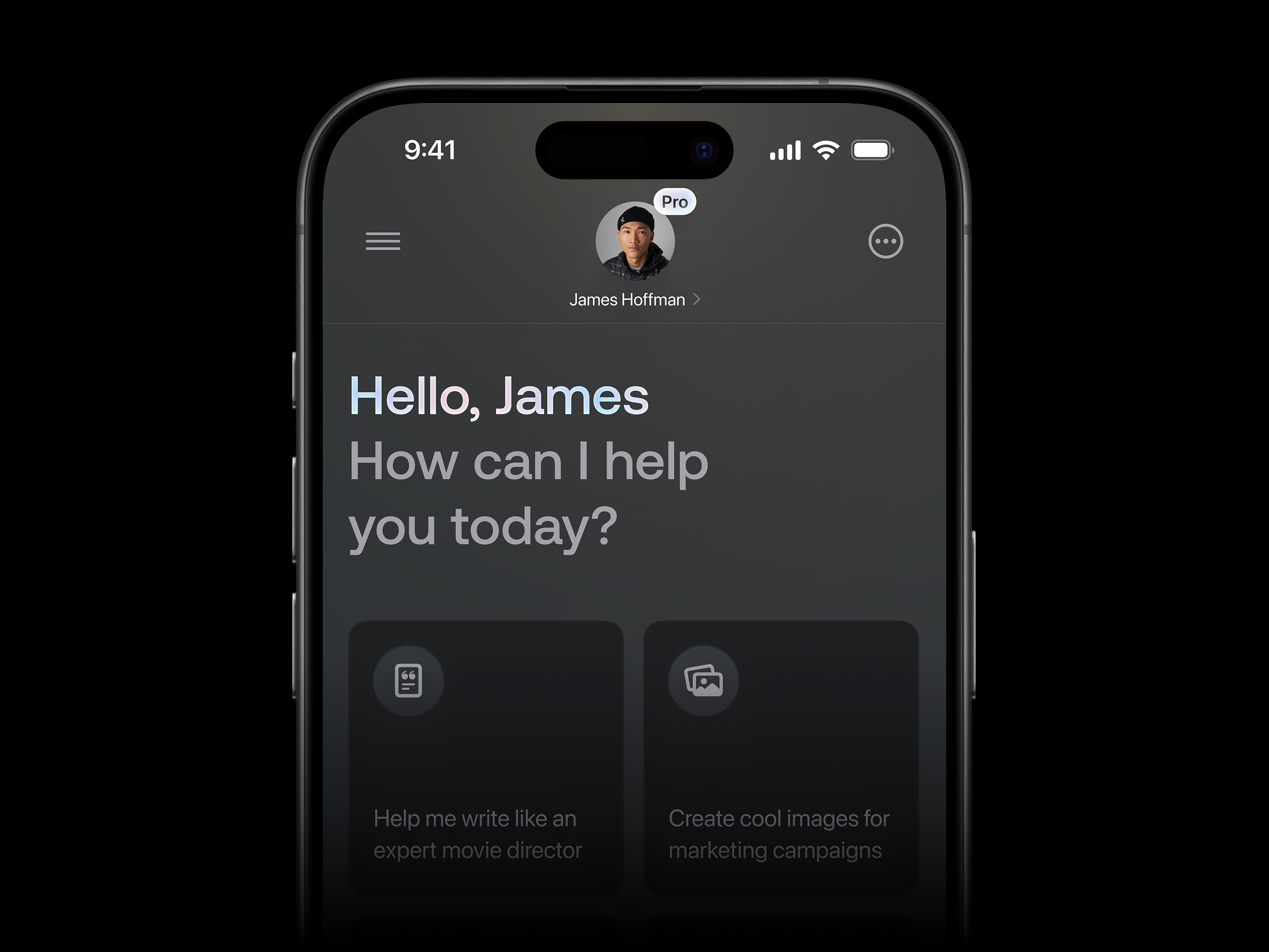 Gen AI Mobile Home screen with suggestions