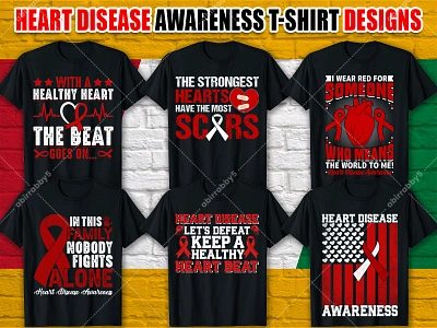 Heart Disease Awareness T-shirt Designs❤ apparel awareness branding bulk heart heart disease illustration merch merchandise print print design shirt shirt design t shirt t shirt bundle t shirt design tee tee shirt typography typography t shirt