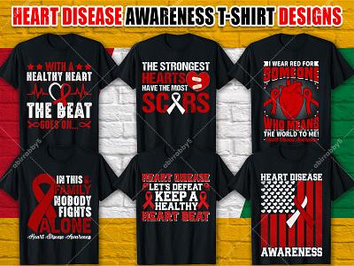 Heart Disease Awareness T-shirt Designs❤ apparel awareness branding bulk heart heart disease illustration merch merchandise print print design shirt shirt design t shirt t shirt bundle t shirt design tee tee shirt typography typography t shirt