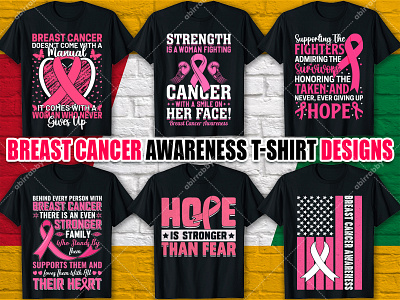 Breast Cancer Awareness T-shirt Designs apparel apparel design breast breast cancer awareness cancer clothing custom t shirt design merch merchandise print print design shirt shirt design t shirt t shirt bundle tee shirt typography typography design typography t shirt vector illustration