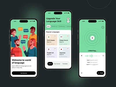 Language Learning App app design application design language app language learning app learning app mobile app ui ui design ui ux ui ux design