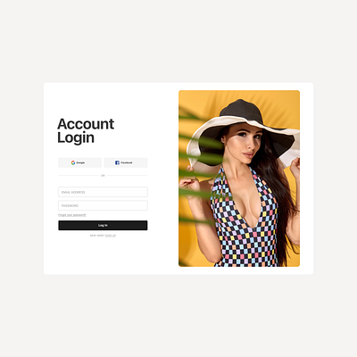 Fashion Account Login Landing Page account login clean concept design digital design ecommerce fashion interface landing page login marketing marketing page minimal ui ux web design webdesign website design
