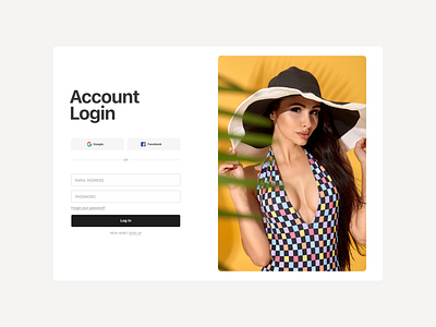 Fashion Account Login Landing Page account login clean concept design digital design ecommerce fashion interface landing page login marketing marketing page minimal ui ux web design webdesign website design