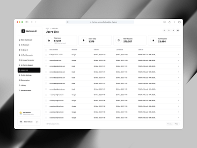 Users List Dashboard page Shadcn UI - Horizon UI admin dashboard admin panel admin template dashboard design free nextjs shadcn shadcn ui template ui