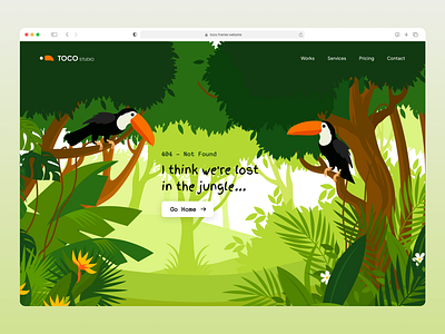 404 Error Page - The Framer Playoff 404 not found 404 page animation error page hero section toucan illustration ui ui interaction