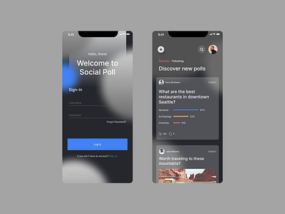 Social Poll App app design digital discover dribbble followers fyp home media picture poll post profile screen sign in sign up social ui uiux web