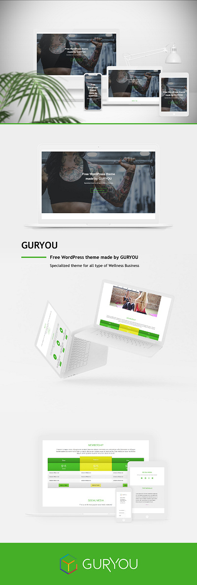 GurYou - WordPress Theme Presentations / Mockups brand design development mockups presentations themes web design web development website wordpress