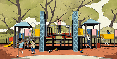 Playground editorial fun illustration kid kids park play playground