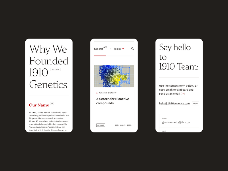 1910 Genetics’ mobile layout 1910genetics biotechnology designinspiration fiftysevenagency mobile premiumaesthetic responsivedesign ui ux webdesign