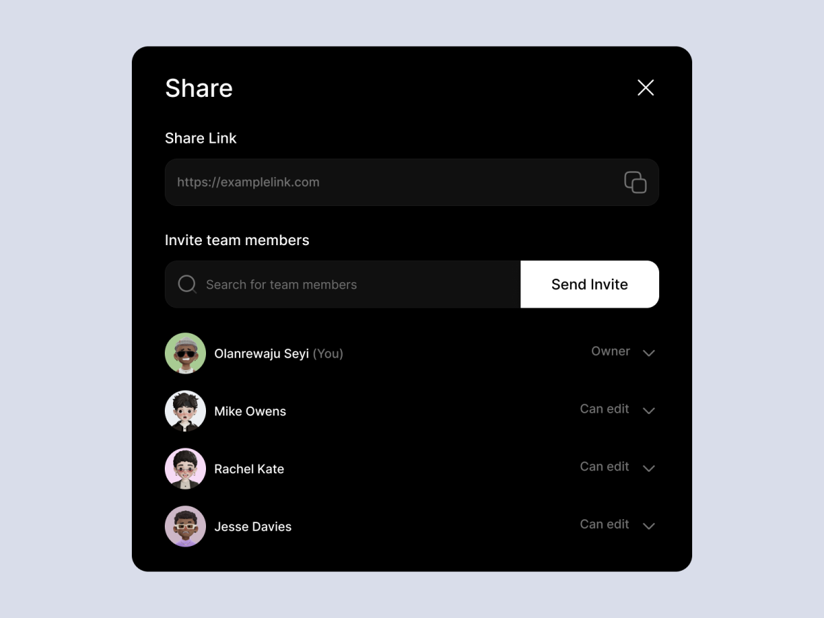Share Modal by Seyi olanrewaju on Dribbble