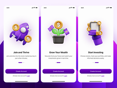 Onboarding Page - Stock App design mobile app onboarding stock ui ui design ux