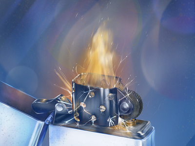 Zippo sparks flame illustration burner chemistry drawing flame fuel igniter illustration krita light effects lighter lighting realistic science sparks technology windproof zippo zippo lighter