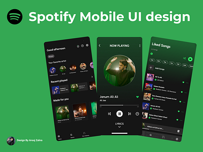 Spotify Mobile UI Design appdesign mobileapp musicapp ui design uiux