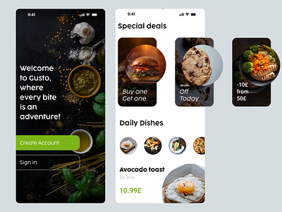 Welcome to Gusto app design food restaurant ui ux