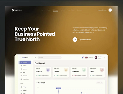 Landing page for PayCompass dashboard animation dashboard ui