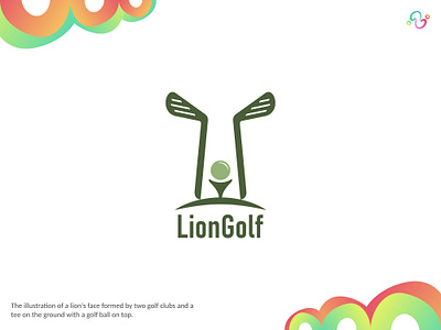 Lion Golf Logo animal ball brand design brand designer club golf lion lioness logo design logo designer logo for sale logo idea logo inspiration logomark logotype sport stick wild wildlife zzoe iggi