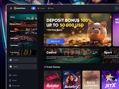 GoldenPalace Online Casino casino design gambling igaming online casino slots ui ux web design