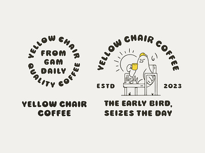 Yellow Chair Coffee bird illustration brand mascot branding character design character illustration custom typography graphic design illustration logo design logotype mascot tshirt design typography logo vintage logo wordmark