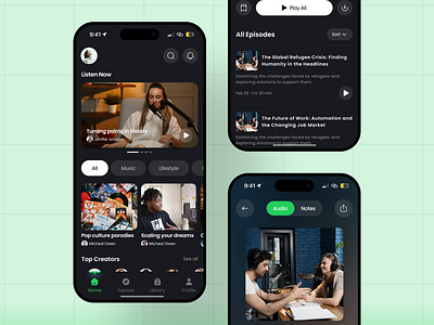 Podcast Mobile App design] dribble figma mobile app podcast app ui design uiux