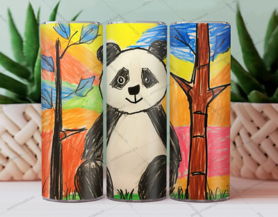 Hand Drawn Panda Skinny Tumbler Wrap color image custom design custom tumbler design illustration panda art panda tumbler panda vector panda design photography skinny tumbler sublimation tumbler art tumbler design tumbler sublimation tumbler warp vector art waterslide tumbler