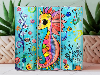 Hand Drawn Seahorse Skinny Tumbler Wrap color image custom tumbler design hand drawn template illustration photography seahorse design seahorse tumbler seahorse vector skinny tumbler sublimation tumbler art tumbler design tumbler sublimation tumbler vector art tumbler warp vector art waterslide tumbler