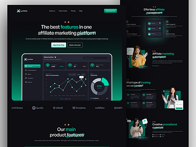 Lumina - SaaS Affiliate Marketing Website Product Page design figma graphic design ui ux website