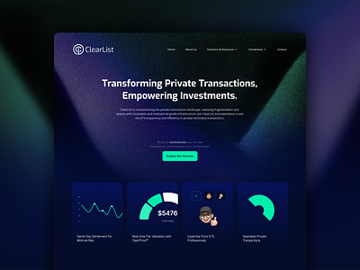 Cutting-Edge Landing Page Design for Private Transactions user friendly design