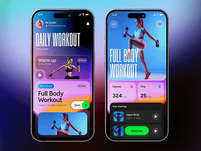 Fitness mobile app design figma graphic design ui ux website
