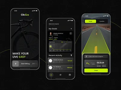 Bike Ride Tracker App app appconcept appdesign bike biketracker cycling cyclingapp cyclingcommunity cyclingroutes design exerciseapp fitnessapp graphic design health healthtech mobile mobileappdesign outdooractivities ui ux