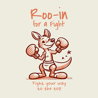 Roo-in for a Fight cartoon cute design funny hand drawn kangaroo kittl pop culture print on demand printondemand t shirt t shirt design tshirtdesign