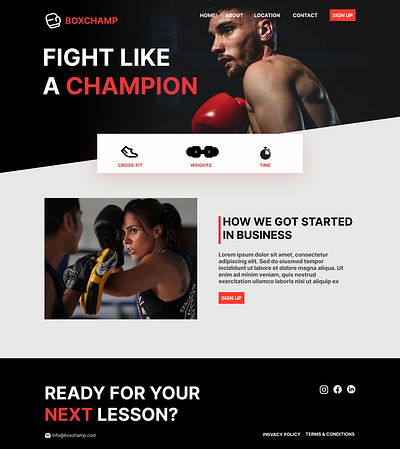 Box Champ Ad/poaster creative design fitness gym prototyping ui user experiance user interface ux