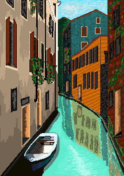 Venice in pixel art graphic design