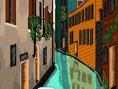 Venice in pixel art graphic design