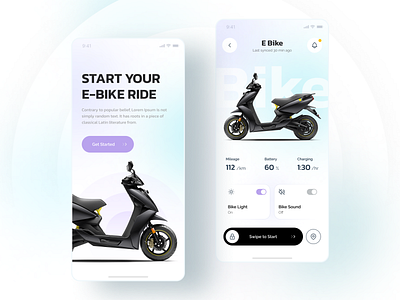 E-Bike - Mobile App UI Concept applicaiton e bike figma graphic design minimal concept mobile app ui user interface ux