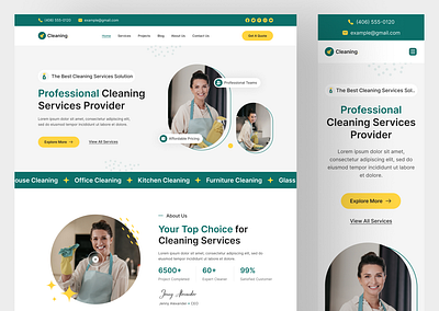 Cleaning Service Website UIUX Design | Web Design | Figma app app desing app landing page cleaning service website design designer designs figma landing page responsive website ui uiux design usa user interface ux web design web designs web ui website website ui design